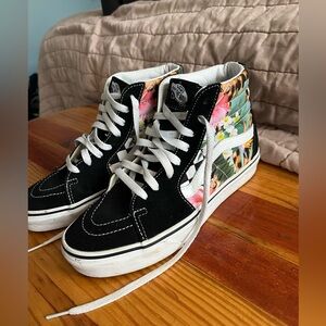 Floral colorful women’s high top vans shoes